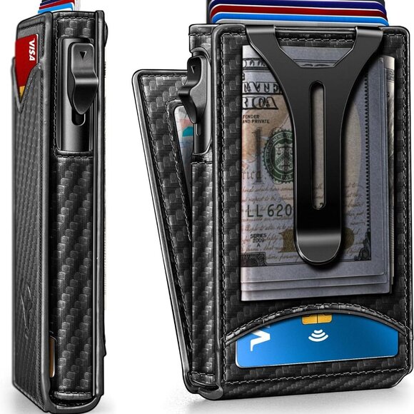Men Wallet,Money Clip Wallet Slim For Gift Men 9Cards-Metal Credit Card Case in - Picture 1 of 9